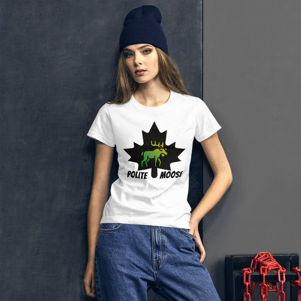 Women's short sleeve t-shirt | Polite Moose Maple Front Light