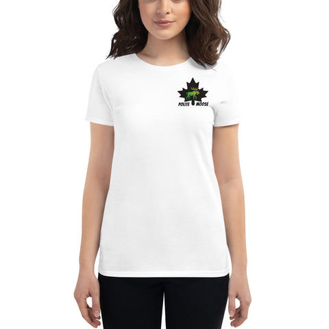 Women's short sleeve t-shirt | Polite Moose Maple Front Chest Light